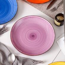 6 Piece Porcelain Dinner Plate, Porcelain Tableware Set, Plates In Various Colors, Bright Color, Hand Painted - Suitable For Microwave And Oven - Suitable For Microwave And Oven - Nhiều màu - Xem 6