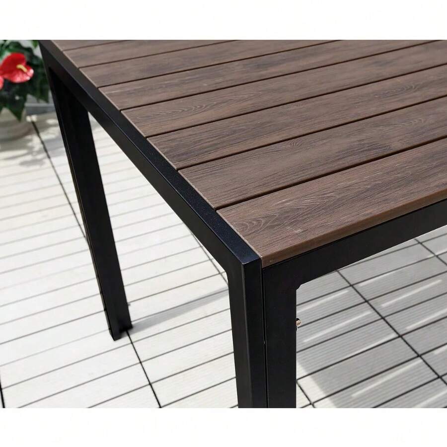 2024 New 4 Person Outdoor Wood Grain Square Table 80cm Outdoor Dinings
