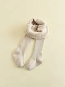 1 quần legging bó ấm áp cho trẻ em, màu đen và trắng, mềm mại và thoải mái, thích hợp để mặc hàng ngày, mùa thu/đông - Màu be - Xem 2