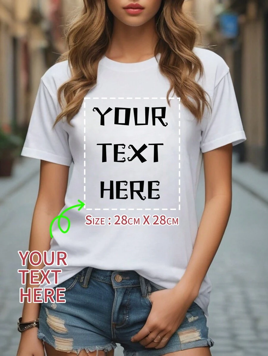 Customized T-Shirt: Add Your Own Text [Love/Personal Motto/Pet Name/Birthday Wishes/Holiday/Anniversary Gift/Party/Team/Class] Women's T-Shirt, Summer/Autumn Casual Top, Pink/White Long Sleeve Round Neck T-Shirt - V2,Ornamental,Dawg,Unique,Custom,Ideal Gifts For Her,Family,Friends,Pink Girls,For Holiday,For Vacation,For Anniversaries - White - View 1