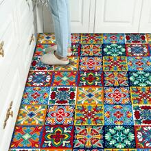 10pcs Colorful Mandala Ceramic Tile Look Peel And Stick Wall Decals, Modern PVC Removable Flat Wall Paper, Suitable For Home, Kitchen, Room, Wall, Floor Decoration - Multicolor - View 5