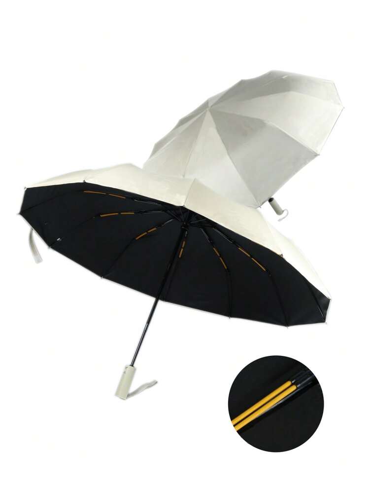 Paraguas grande y de alta calidad plegable automáticamente, a prueba de lluvia y viento, paraguas resistente para familia, entretenimiento, exterior, protección contra la lluvia y el sol, dos en uno como sombrilla (el tejido del paraguas, las varillas y el diseño con letras en inglés se combinan al azar), regalo para el Día de la Madre, decoración de dormitorio, jardín, decoración de cocina, verano, playa, artículos esenciales de viaje, decoración de habitación, suave, graduación - Multicolor - Añade 3