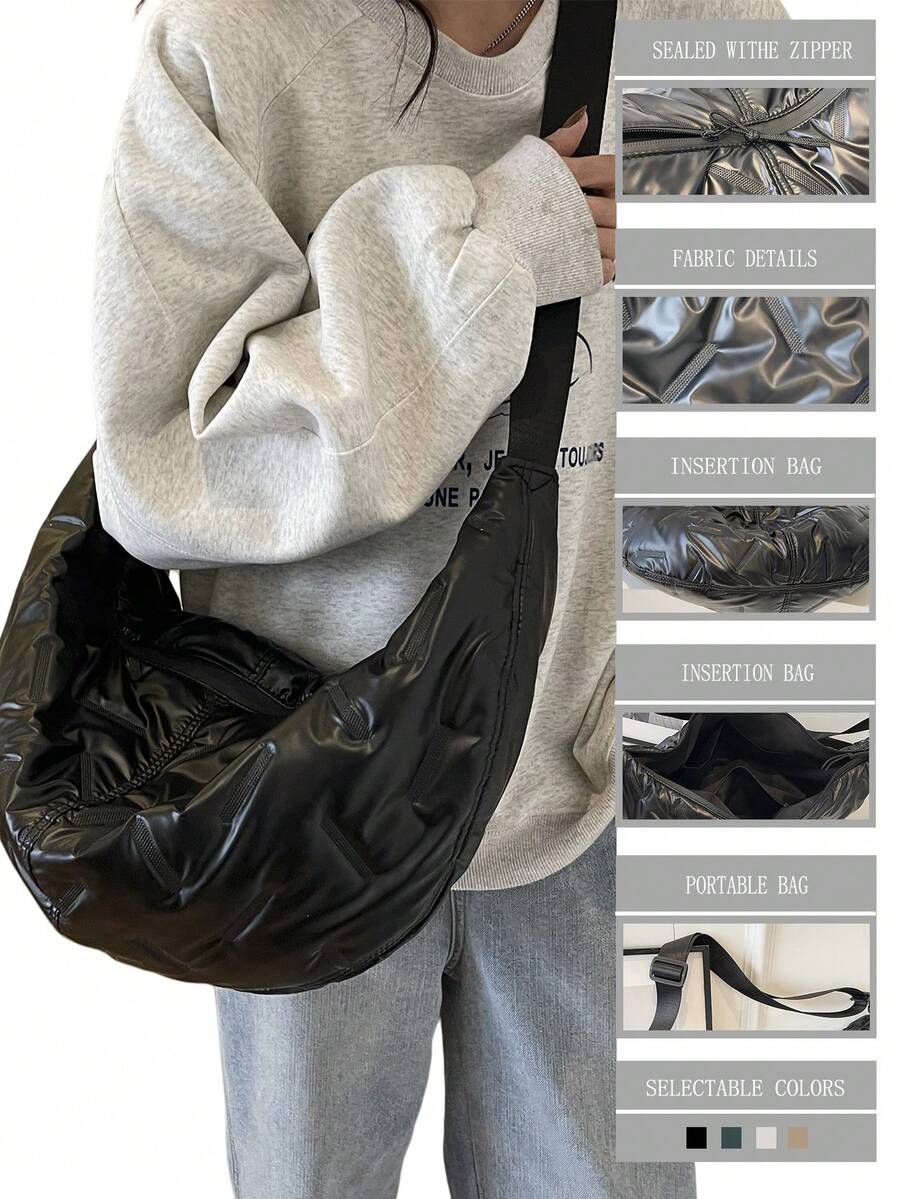 peach tree Balo đeo vai tối giản thời trang, dây đeo có thể điều chỉnh, khóa kéo, vải bạt đã giặt, cặp đeo chéo. Thích hợp cho học sinh, phụ nữ trẻ, du lịch, công tác, cuối tuần và ngày lễ. Túi đệm hình lưỡi liềm. - Nhiều màu - Xem 1