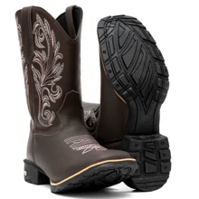 Bota Country Texana Feminina Tri Rosa Bordada Botina Feminina