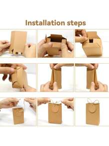 10 piezas de cajas de regalo de papel kraft con etiquetas de cinta, cajas de embalaje de regalo para decoración de boda, fiesta de cumpleaños, regreso a la escuela, Día de San Valentín - Multicolor - Ver 4