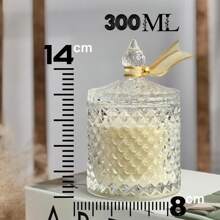 2 Pieces Of 300ml Decorative Room Organizer Candle Holder Jewelry Cotton Swab Brush Jewelry With Style And Functionality Artificial Crystal - TRONG SUỐT - Xem 2