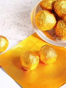 50PCS/100PCS/80pcs/150pcs,Golden/Silver, Aluminum Foil Paper Chocolate Candy Candy Wrapping Paper Tin Foil Paper Small Gift Wrapping Paper Christmas, Valentine's Day Baking Candy Cookie Wrapping - Multicolor - View 9