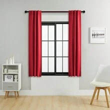 4 pièces/1 pièce/2 pièces Jeu de panneaux de rideaux occultants, disponible en plusieurs tailles, style avec sangle/style avec poche pour tringle/style pince, rideaux de couleur unie isolés thermiques assombrissant la pièce pour le salon, le bureau, la chambre à coucher, taille courte disponible pour les rideaux de cuisine, rouge - Rouge - Voir 51