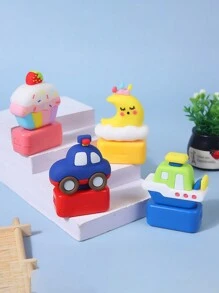 1 件定制个性化姓名印章，可重复使用印章，适用于衣服、书籍、文具、织物、校服、卡通纺织品印章、DIY 印章、汽车、船舶、月亮、纸杯蛋糕等各种形状的自墨印章 - 單件 - 查看 3