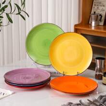 vancasso 6 Pcs Porcelain Dinner Plate, Poreclain Dinnerware Set, Mix Colour Plates, Bright Colour, Hand-Painted