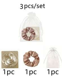 15件套玫瑰花化妆镜套装，包含10/5个折叠式花朵化妆镜、10/5个缎面发带、10/5个白色欧根纱袋，适合作为新娘礼物、婚礼回礼、便携式化妆镜，是婚礼、单身派对、新娘送礼会、宾客礼物和派对回礼的理想之选。 - 多色 - 查看 15