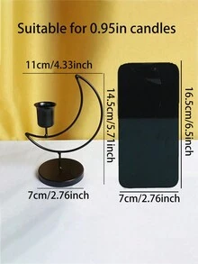 1 Gold And Black Moon Candle Holder, Suitable For Household Dining Table Desktop Candle Holder, Study, Bedroom, Living Room Reusable Metal Candle Holder, Home Decoration, Gift (Excluding Candles) - Multicolor - View 6