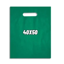 100 Plastic Bags 40x50 Clown Mouth Small Bags For Stores Open Handles - Green - View 1