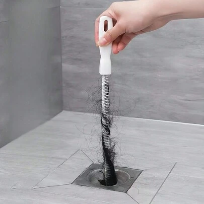 4 件套排水管清洁工具套装（带储物钩），包括灵活的排水管疏通器和刷子，用于水槽、淋浴和浴缸的毛发堵塞疏通器，有效捕捉毛发并清洁厨房和浴室管道，家居浴室装饰秋季装饰返校