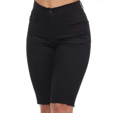 Women's Black Butt Lifting Pedal Shorts 56577 - 黑色 - 查看 2