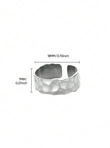 1PC Vintage Hammered Asymmetric Rings For Women Opening Gold Plated Stainless Steel Ring Fashionable Ladies Daily Jewelry Decoration