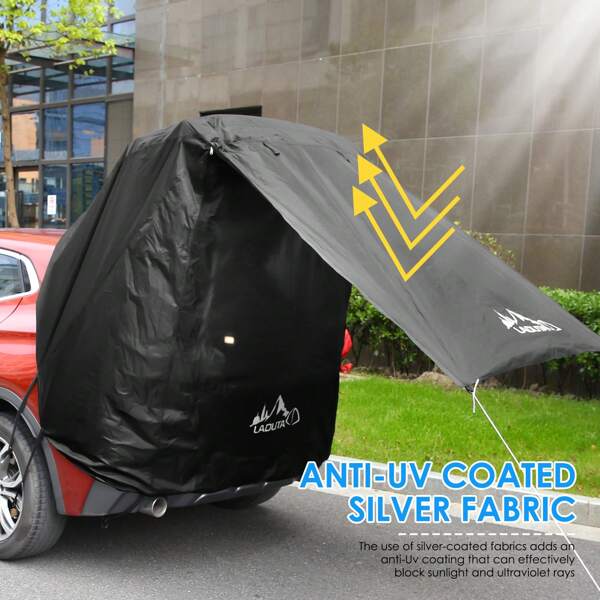 1pcs schwarzes selbstfahrendes multifunktionales Auto-Kofferraumzelt, Heckklappenverlängerungszelt, Einzel- und Doppelautoreise, passend für verschiedene SUV-Modelle, Sonnenschirm, Regen, Moskito und Wind.