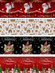 1 件卡通圣诞老人背景圣诞窗帘，简约圣诞氛围卧室装饰 - 彩色 - 查看 6