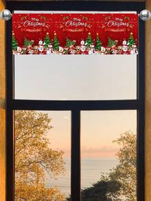 1 件卡通圣诞老人背景圣诞窗帘，简约圣诞氛围卧室装饰 - 彩色 - 查看 4