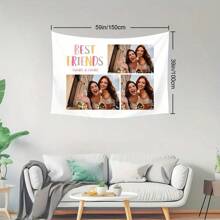 带有定制照片设计的个性化挂毯 - 多种尺寸可供选择 - 定制照片挂毯，无需电力，适用于卧室、客厅、室内和室外艺术装饰 - 送给朋友的完美生日礼物！ - 彩色 - 查看 11