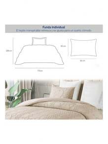 Single Duvet Cover Set Line Shape Duvet Cover Only With Button Closure, Including 1 Pillowcase, Bluelander. - Beige - View 5