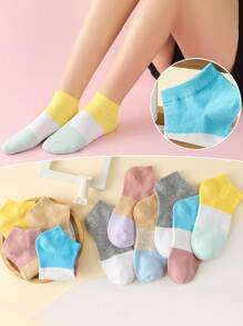 10 Pairs Women's Rainbow Color Ankle Socks Basic Design Breathable Non-Slip Fashion Socks - Multicolor - View 1