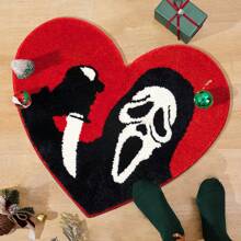 DeramHy home DeramHy Home 1 Stück Halloween Badezimmer Teppiche Schwarz Rot Badteppich Rutschfest, 71 x 84 cm Lustiger Totenkopf Badteppiche Waschbar Saugfähig Gothic Deko Gruselige Geschenke Nightmare Before Christmas Heim Dekoration