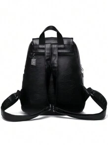 Mochila de cuero genuino de alta calidad para mujer, adecuada para uso diario casual de niñas, mochila negra retro, adecuada para mochila escolar de niñas - Negro - Ver 9