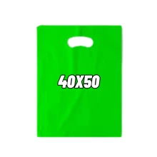 100 Plastic Bags 40x50 Clown Mouth Small Bags For Stores Open Handles - Lime Green - View 1