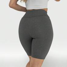 WOMEN'S HIGH WAIST FITNESS GYM LEGGING BERMUDA SHORTS - 黑色 - 查看 8