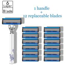 Maquinilla de afeitar manual para hombres, cuchillas reemplazables de 6 capas, maquinillas de afeitar manuales para hombres y mujeres, herramientas de afeitado, artículos esenciales de viaje, regalos navideños para hombres