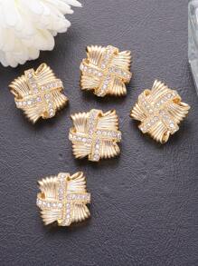 5 cái/gói Nút kim loại 3D rỗng hình vuông cổ điển có sọc đính đá, dùng cho áo khoác, áo len, áo len cardigan, vest; tự làm cho giày dép, mũ, hộp quà tặng, túi xách, mặt dây chuyền, phụ kiện trang trí - Nhiều màu - Xem 2