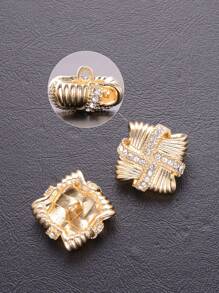 5 cái/gói Nút kim loại 3D rỗng hình vuông cổ điển có sọc đính đá, dùng cho áo khoác, áo len, áo len cardigan, vest; tự làm cho giày dép, mũ, hộp quà tặng, túi xách, mặt dây chuyền, phụ kiện trang trí - Nhiều màu - Xem 6