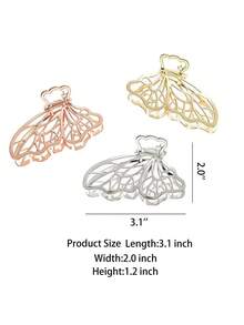 金属蝴蝶发夹，爪夹，适合优雅发髻，简约发饰，合金发夹 - 多色 - 查看 6