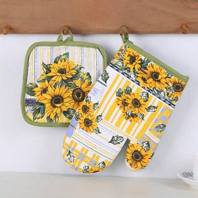 2pcs Heatproof Non-Stick Kitchen Gloves, Suitable For Microwave Oven And Oven - Durable, Easy To Clean, Dishwasher Friendly Unique Design Cooking Pads