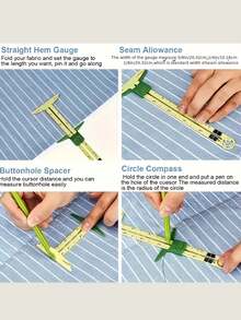 5-In-1 Sliding Gauge Ruler Sewing Measurement Tool, Quilting Ruler For Knitting Crafts, Sewing Beginners Supplies - Multicolor - View 7