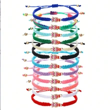 12pcs/Set Handmade Zinc Alloy Woven Bohemian Evil Eye Colorful Bracelet Set - Multicolor - View 2