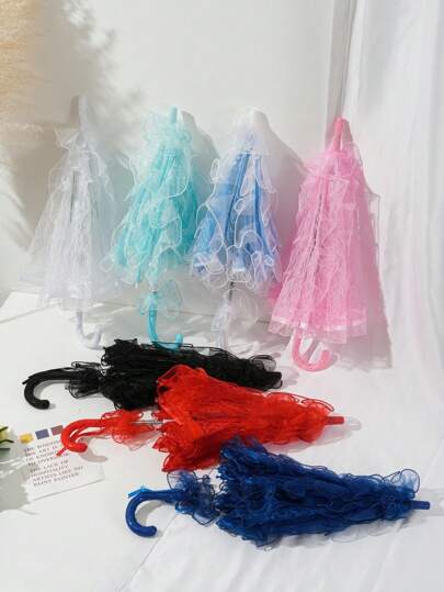 1pc Women/Kids Cute Sweet Lolita Lace Trim Straight Edge Wedding/Anime Convention Cosplay Umbrella