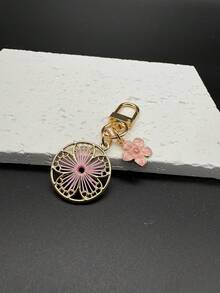 简单而百搭的合金材料，适合女性，用丝线编织，叶子，小花，钥匙扣，包包，吊坠，小，适合最好的朋友，圣诞节礼物，感恩节礼物，适合女性，冬季粉色 - 粉色 - 查看 2