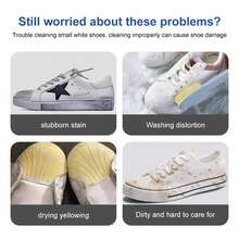 多用途清洁和去污剂、鞋子清洁霜、多用途清洁霜、带海绵的白色鞋子清洁剂、白色鞋子清洁剂、鞋子去污固体膏 - 彩色 - 查看 8