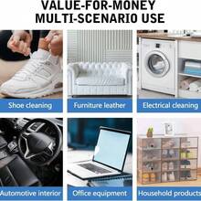 多用途清洁和去污剂、鞋子清洁霜、多用途清洁霜、带海绵的白色鞋子清洁剂、白色鞋子清洁剂、鞋子去污固体膏 - 彩色 - 查看 2