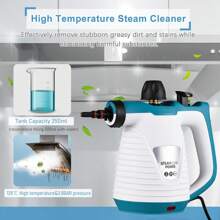 Máy làm sạch hơi nước cầm tay, Máy làm sạch hơi nước gia đình kèm 9 bộ phụ kiện, Máy làm sạch hơi nước áp suất nhiệt độ cao 1050W (Màu xanh) - Phích cắm loại EU E (220-240V) - Xem 8