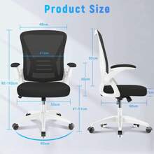 GartistGo Ergonomic Office Chair In Breathable Mesh With Lumbar Support, Adjustable Armrests, Inclinable Height Base, 360° Pivoting Wheel For The Office&Study - Black and White - View 5