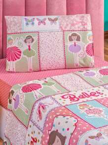 3 Piece Single Bed Sheet With Ballerina-Game-Balloon-Dinosaur-Astronaut-Ballet-Unicorn Print - 芭蕾舞3件套 - 查看 1
