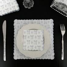 40 chiếc mỗi gói khăn ăn dùng một lần có họa tiết nơ, khăn ăn giấy ren đồ uống, khăn ăn giấy có viền gợn sóng, khăn giấy ăn cocktail hoàn hảo cho đám cưới, tiệc sinh nhật - Màu xanh nhạt - Xem 9