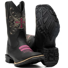 Bota Cruz BK bota feminina Bota western Bota texana Bota Country confortável bota feminina cano médio