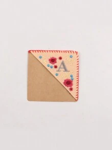 1 pieza, Punto de libro de esquina personalizado bordado a mano, 26 letras bordadas a mano en fieltro, punto de libro de bordado de flor linda para amantes de la lectura, regalo significativo, vuelta al colegio