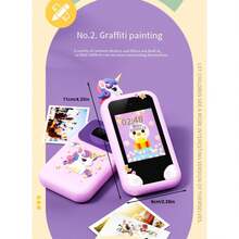 Điện thoại màn hình cảm ứng cho trẻ em có thẻ nhớ 64GB, đầu đọc thẻ, HD 1080P, 48MP, thiết kế chống rơi, thích hợp làm quà tặng Giáng sinh và sinh nhật cho trẻ em, được ưa chuộng làm quà tặng sinh nhật cho trẻ em - Màu tím - Xem 2