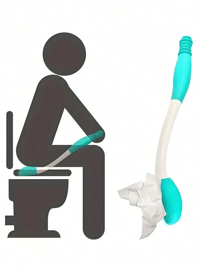 Long Reach Comfort Wipe - Plastic Personal Hygiene Aid Tool For Elderly, Pregnant, Disabled - Easy-Use Toilet Paper Tissue Grip - Extendable 15" Reach With Ergonomic Design For Independent Use