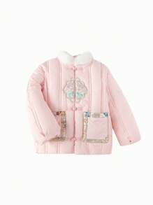 Balabala Girls' New Chinese-Style Padded Coat Embroidered Winter 2024 Collection